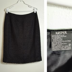 Kasper Tweed Pencil Skirt Women's Size S Petite Black